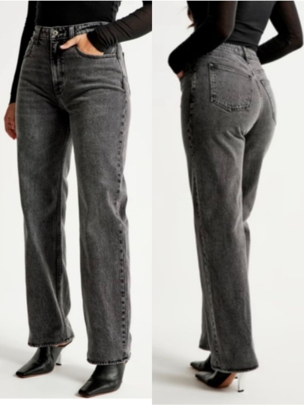 Abercrombie Curve Love The 90s Relaxed High Rise Jeans Curve Love Faded Black
